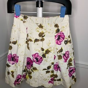 Banana Republic floral pleated cotton unlined flare skirt